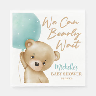 Teddy Bear Blue Wir können frühzeitig abwarten Bab Serviette