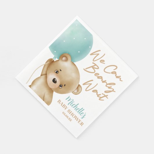 Teddy Bear Blue Wir können frühzeitig abwarten Bab Serviette (Ecke)