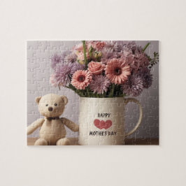 Teddy Bear, Blume & Coffee Tasse - Jigasaw Puzzle
