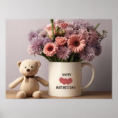 Teddy Bear, Blume & Coffee Tasse Poster (Vorne)