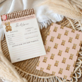 Teddy Bear Blush Pink Baby Dusche Vorhersagespiel