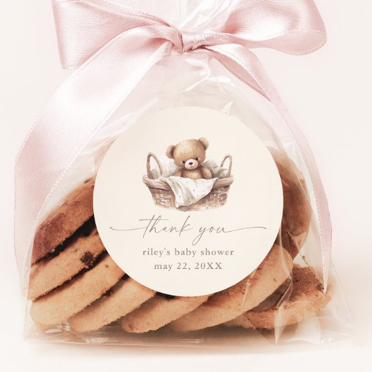 Teddy Bear Boho Baby Dusche Vielen Dank für Ihre U Runder Aufkleber