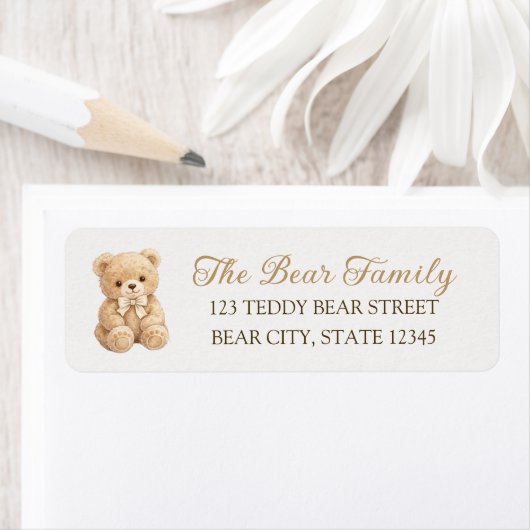 Teddy Bear Boho Baby Shower Return Address (Insitu)