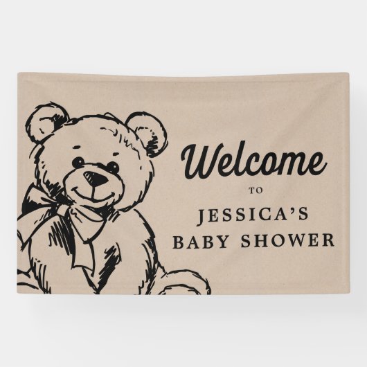 Teddy Bear Boho Babydusche Begrüßungszeichen Banner (Horizontal)