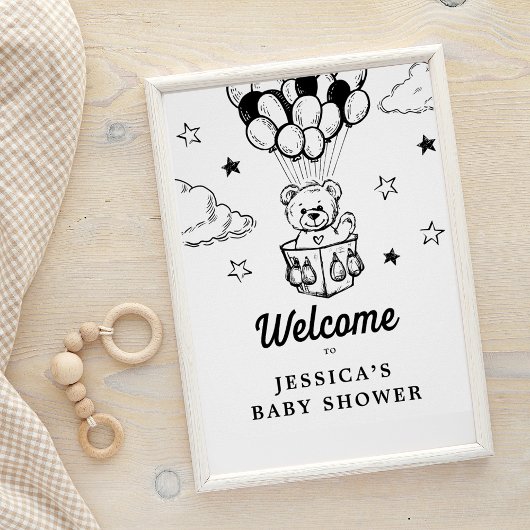 Teddy Bear Boho Babydusche Begrüßungszeichen Poster