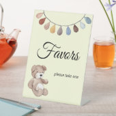Teddy Bear Boho Babydusche Favor Tablescape Sockelschild (In Situ)