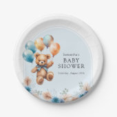 Teddy Bear Boho Boy Baby Shower Pappteller (Vorderseite)