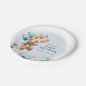 Teddy Bear Boho Boy Baby Shower Pappteller (Schrägansicht)