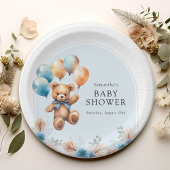 Teddy Bear Boho Boy Baby Shower Pappteller