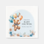 Teddy Bear Boho Boy Baby Shower Serviette (Vorderseite)