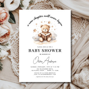 Teddy Bear Book Neues Kapitel beginnt Babydusche Einladung