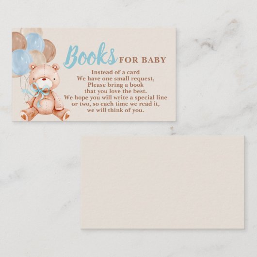 Teddy Bear Book Request Card Begleitkarte (Vorne/Hinten)