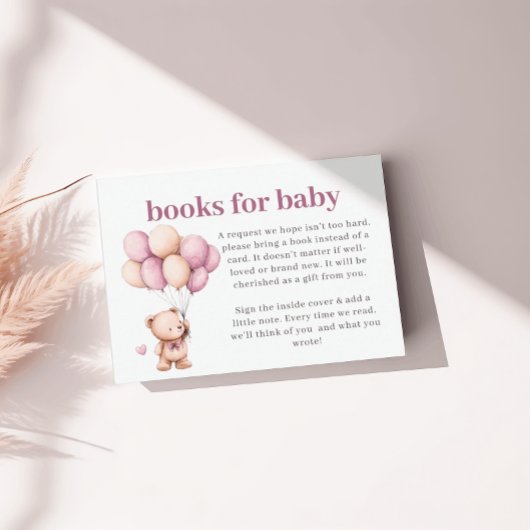 Teddy Bear Books Baby Violet Heart Beige Balloons Begleitkarte