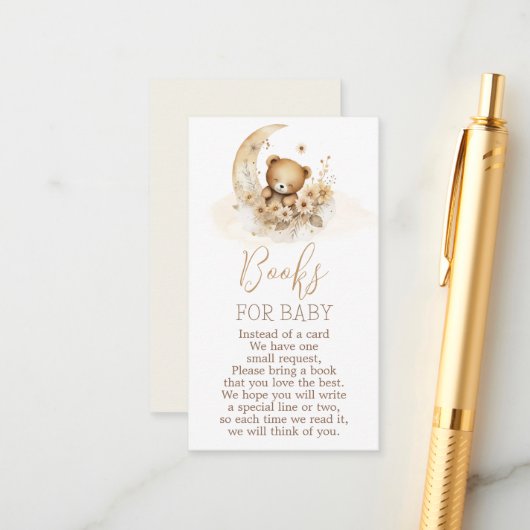 Teddy Bear Books for Baby Boy Card Begleitkarte (Vorderseite/Rückseite Beispiel)