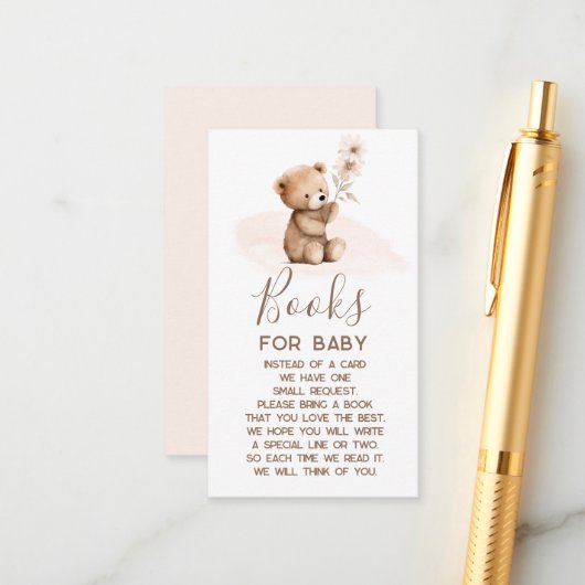 Teddy Bear Books for Baby Card Begleitkarte (Vorderseite/Rückseite Beispiel)