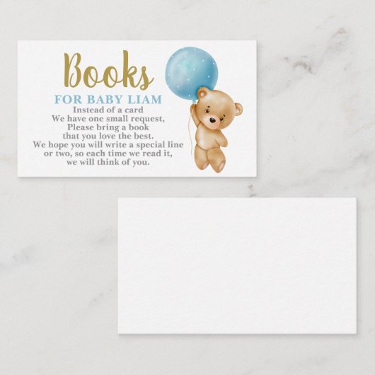 Teddy Bear Books for Baby Request Card Begleitkarte (Vorne/Hinten)