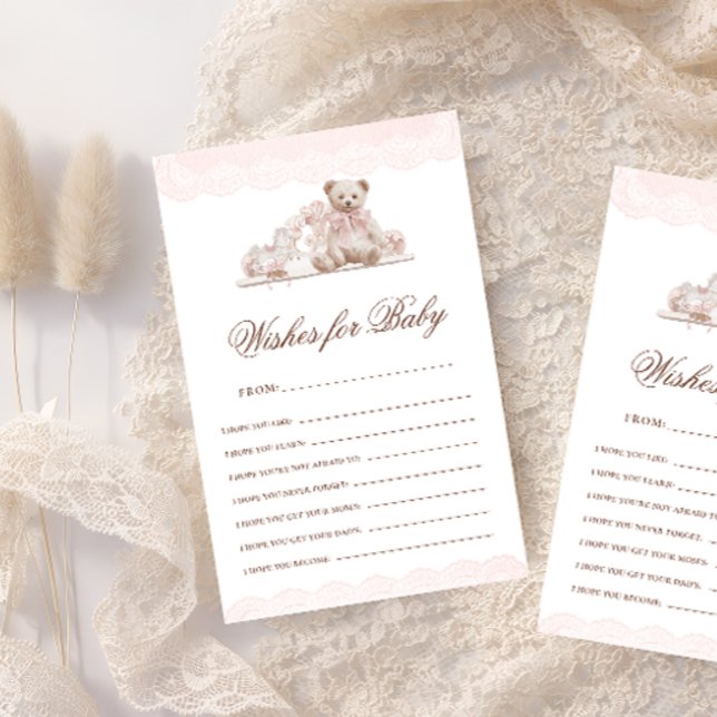 Teddy Bear Bow Wishes For Baby Advice Game Card (Von Creator hochgeladen)