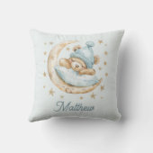 Teddy Bear Boy Baby Blankets Moon Stars Name Blau Kissen (Rückseite)