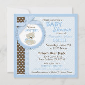 Teddy Bear Boy Baby Dusche Blue Einladung (Rückseite)