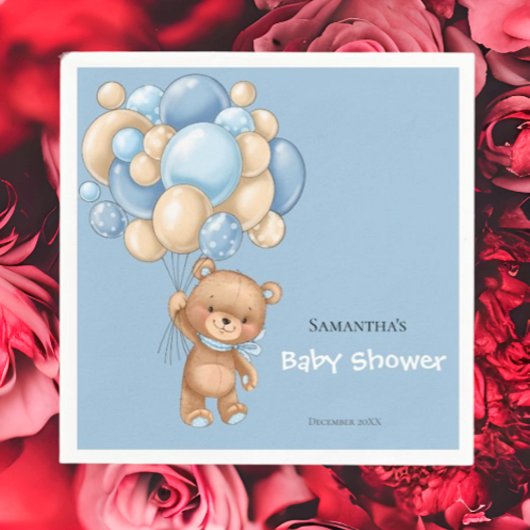 Teddy Bear Boy Baby Dusche - Blue Serviette