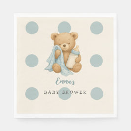 Teddy Bear Boy Baby Dusche Polka Dot Napkins Serviette