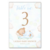 Teddy Bear Boy Baby Dusche Tischnummer Zeichen (Vorderseite)