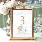 Teddy Bear Boy Baby Dusche Tischnummer Zeichen