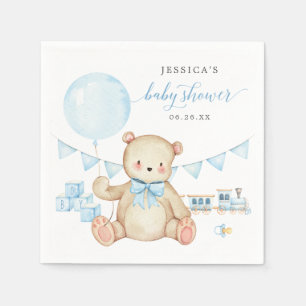 Teddy Bear Boy Baby Shooting Cocktail Napkin Serviette