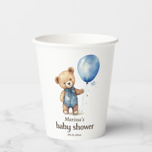 Teddy Bear Boy Baby Shooting Paper Cup Pappbecher (Vorderseite)