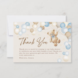 Teddy Bear Boy Baby Shower Dankeskarte