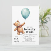 Teddy Bear Boy Baby Shower Einladung (Stehend Vorderseite)