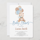 Teddy Bear Boy Baby Shower Einladung (Vorderseite)