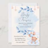 Teddy Bear Boy Baby Shower Einladung (Vorderseite)