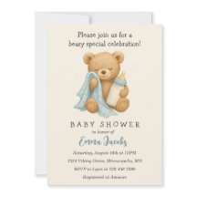Teddy Bear Boy Baby Shower Einladung