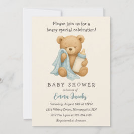 Teddy Bear Boy Baby Shower Einladung