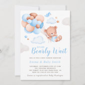 Teddy Bear Boy Baby Shower Einladung (Vorderseite)