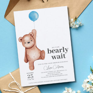 Teddy Bear Boy Baby Shower Einladung