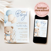 Teddy Bear Boy Baby Shower Einladung