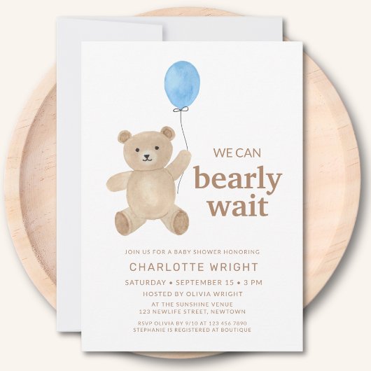 Teddy Bear Boy Baby Shower Einladung