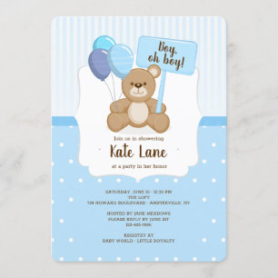 Teddy Bear Boy Baby Shower Einladung
