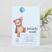 Teddy Bear Boy Baby Shower Einladung (Stehend Vorderseite)