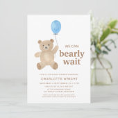 Teddy Bear Boy Baby Shower Einladung (Stehend Vorderseite)