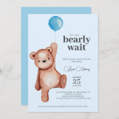 Teddy Bear Boy Baby Shower Einladung (Vorne/Hinten)