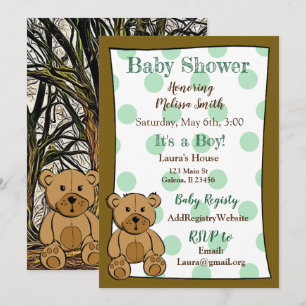 Teddy Bear Boy Baby Shower Einladungen