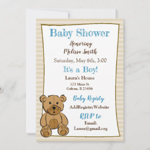 Teddy Bear Boy Baby Shower Einladungen