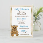 Teddy Bear Boy Baby Shower Einladungen (Stehend Vorderseite)