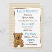 Teddy Bear Boy Baby Shower Einladungen (Vorne/Hinten)
