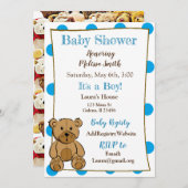 Teddy Bear Boy Baby Shower Einladungen (Vorne/Hinten)