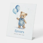 Teddy Bear Boy Baby Shower Favoriten Sockelschild (Vorderseite)