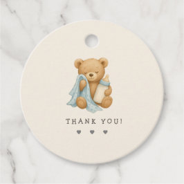 Teddy Bear Boy Baby Shower Fevor Tags Geschenkanhänger
